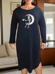 Halloween Moon & Skull Print Dress
