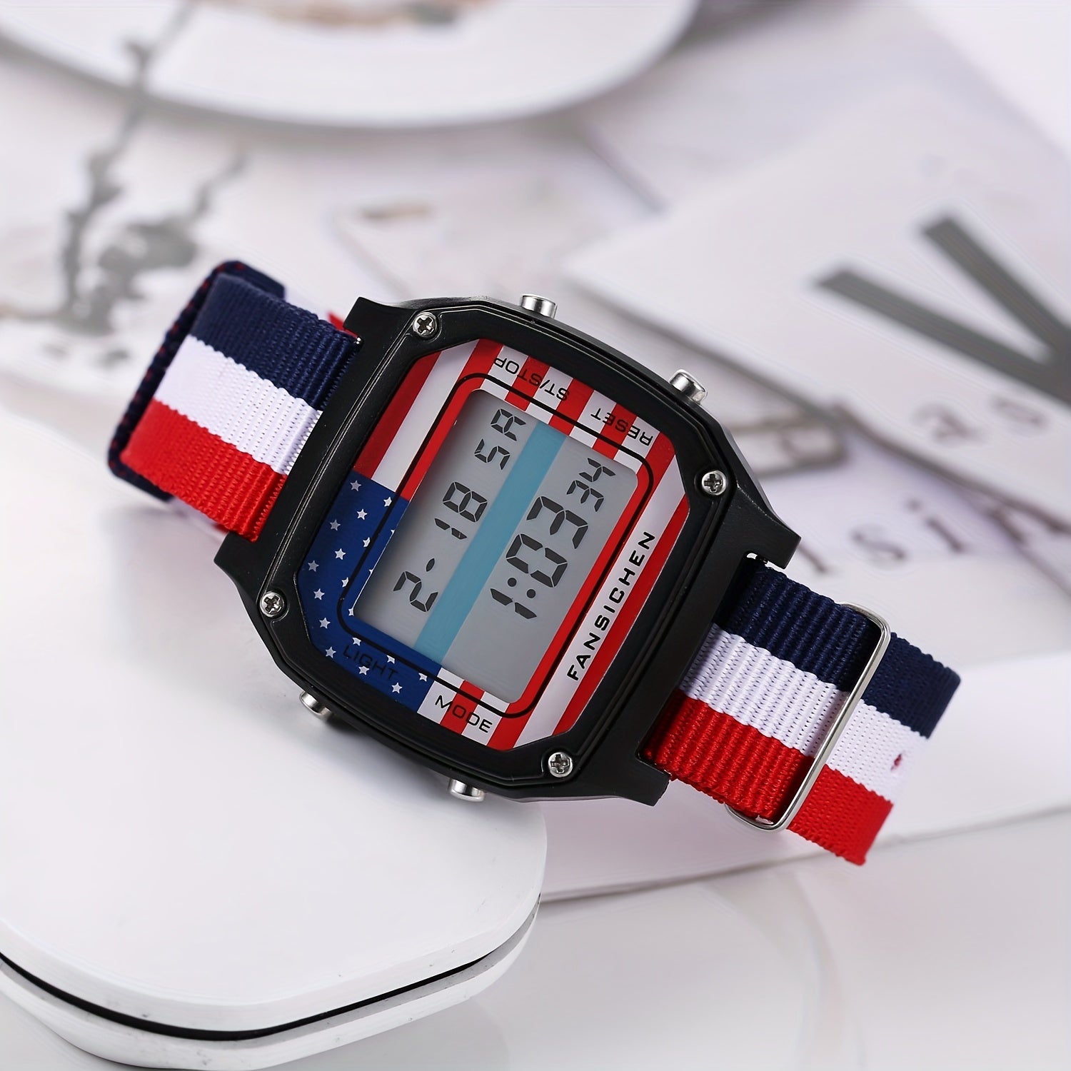 3024 Electronic Watch Woven Strap LED Display Time date