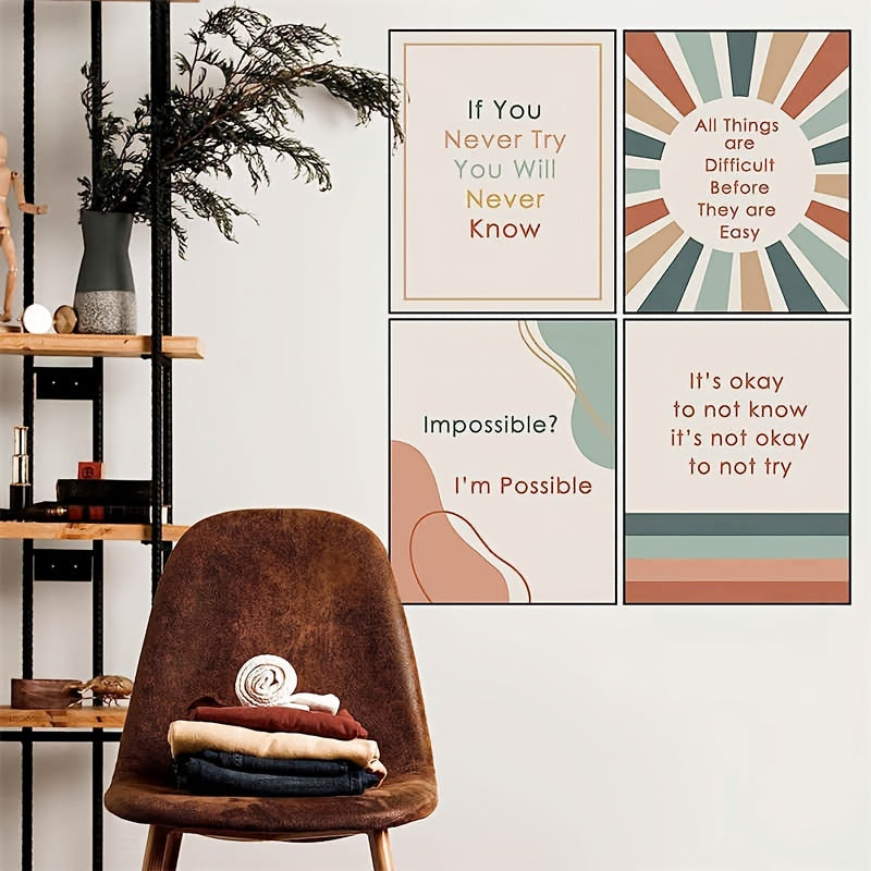 4pcs Boho Classroom Decor Posters Motivational Quote Prints Teacher 20x25 UNFRAM