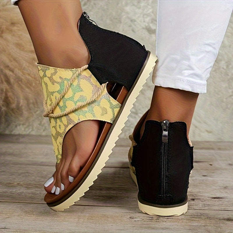 Leopard Print Outdoor Platform Sandals Soft Non-slip Sole