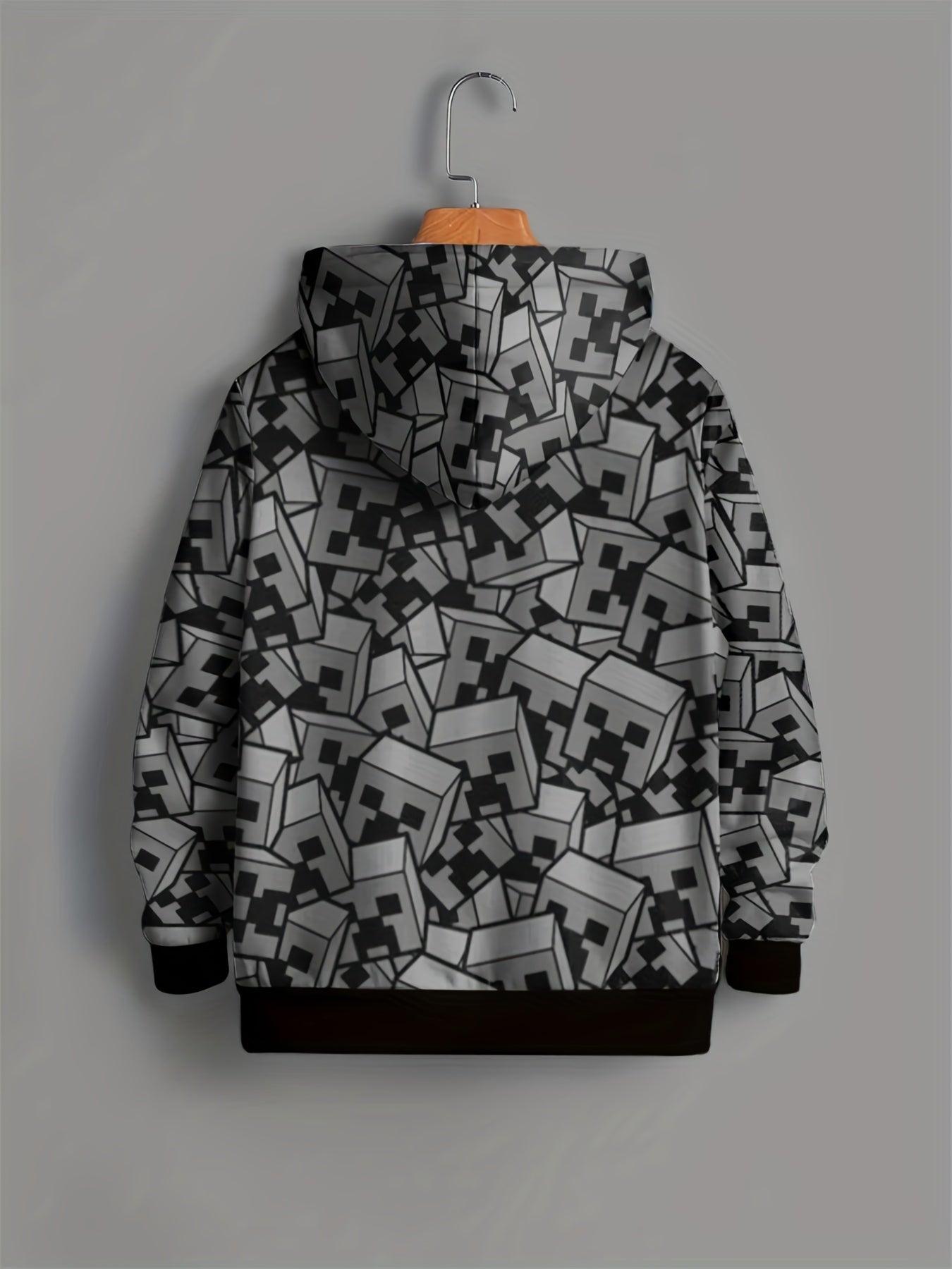 Cube Face Pattern Hoodie For Kids Unisex Pullover Casual Hooded Long Sleeve Top