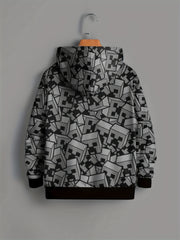 Cube Face Pattern Hoodie For Kids Unisex Pullover Casual Hooded Long Sleeve Top