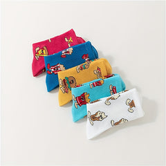 5 Pairs Cartoon Food Print Socks Funny Mid Tube Women's Stockings