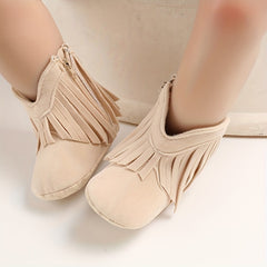 Baby Girls Tassel High Top Boots Soft Anti-skid Walking Boots