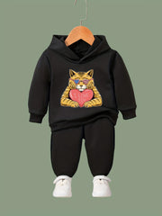 OERYUI I LOVE YOU Kitty Hoodies Pants Set For Spring Fall