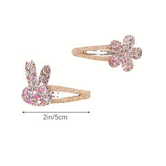 12pcs Rabbit Ears Hair Clip Mixed Hair Side Clip Baby Girls Hair Accessories