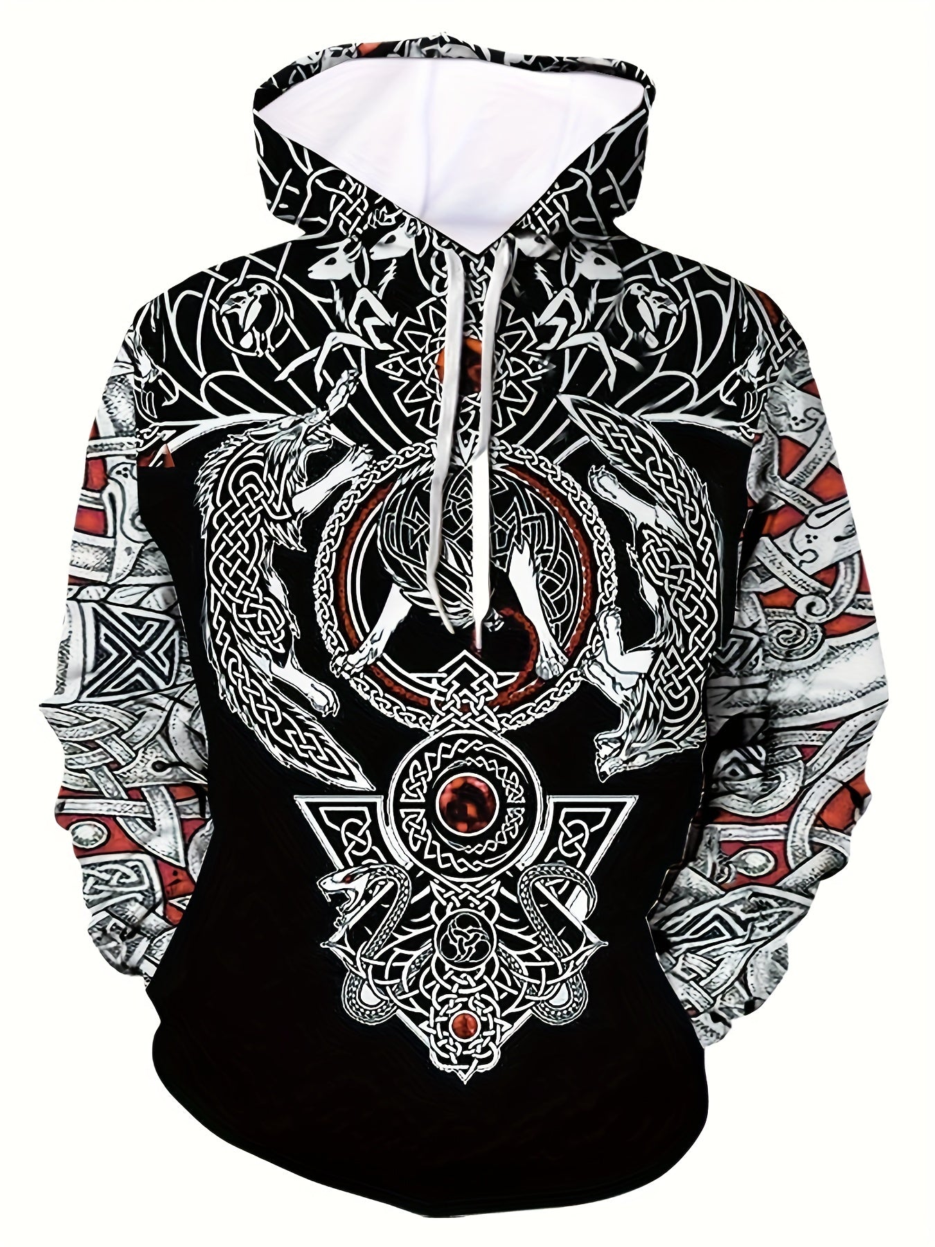 Men's Mythical Graphic Novel Hoodie Vintage Breathable Hooded Sweatshirt