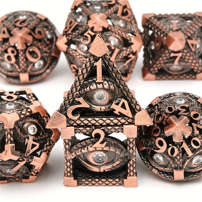 7pcs Hollow Magic Eye Metal Dice Set Role-playing Game Props Christmas