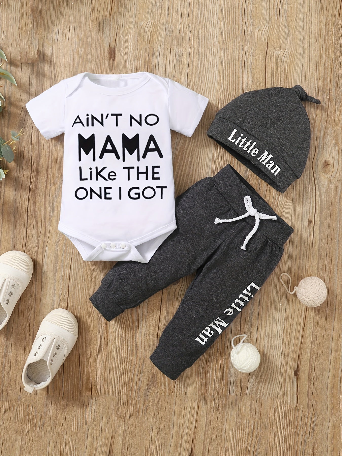 Casual DADDY AND ME Letter Print Outfit Baby Boys Set