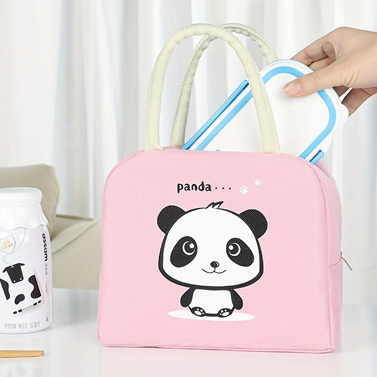 Cartoon Insulated Lunch Bag with Handle for Travel Picnic
