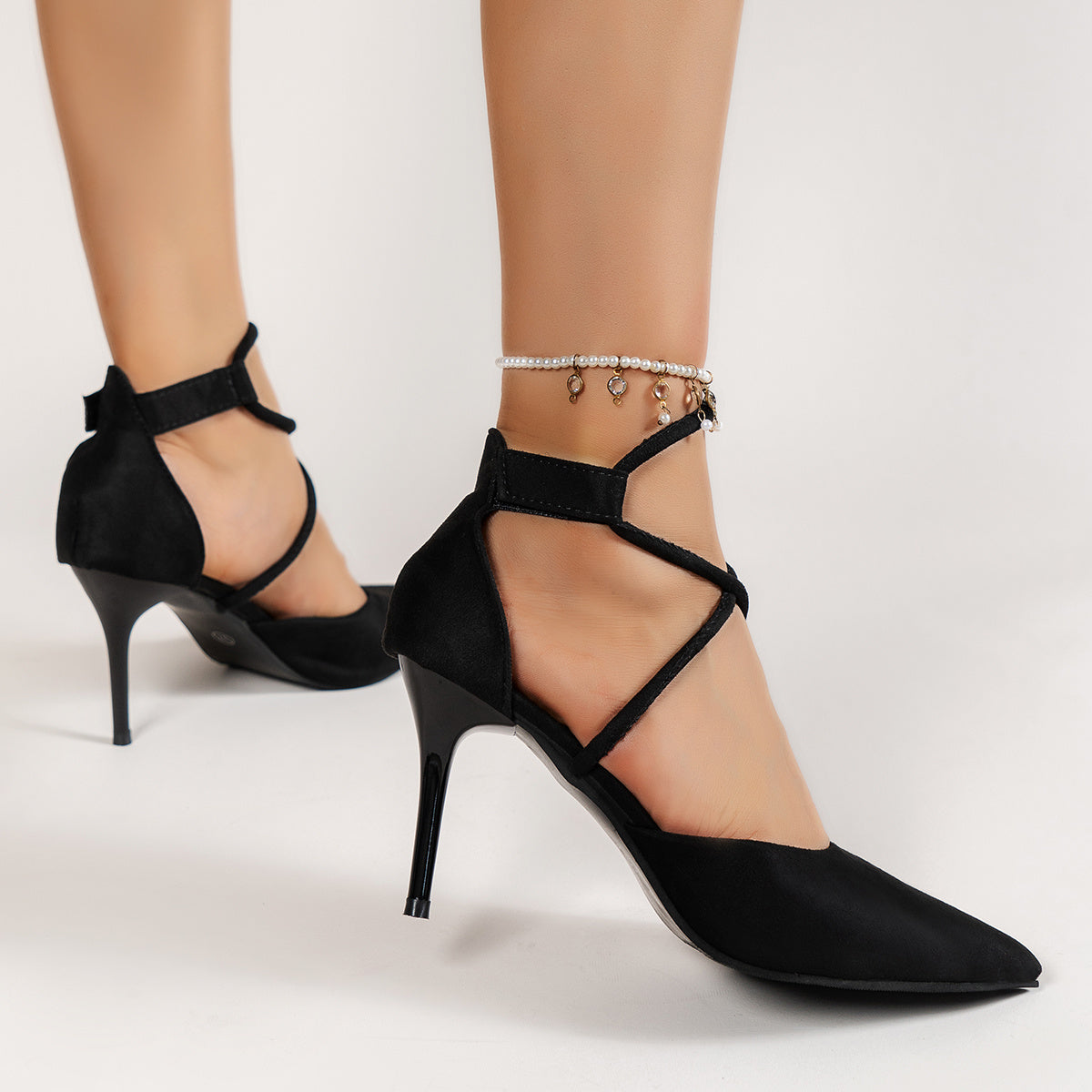 Sexy Stiletto Heels Cross Strap Pumps Dress Heels