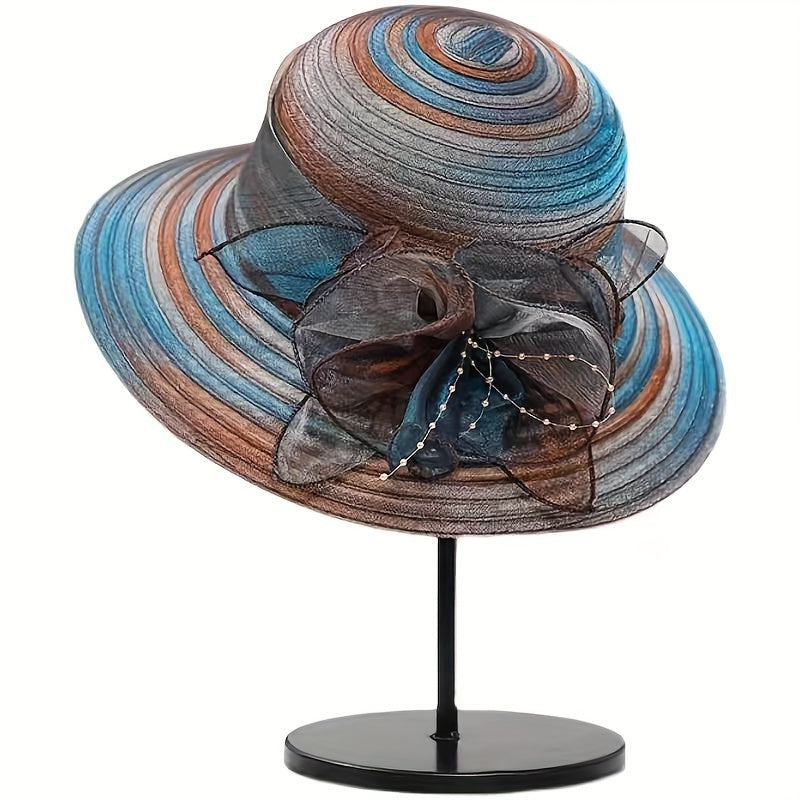 Breathable Gradient Organza Flower Bucket Hat