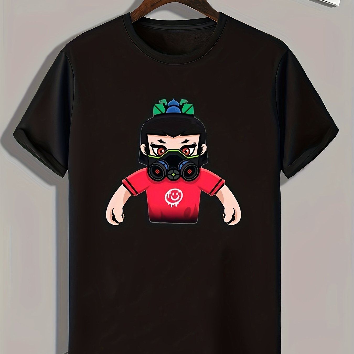 Masked Cartoon Person Print Men's Graphic T shirt Casual Comfy Tees