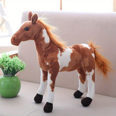 Realistic Cartoon Horse Plush Toy Soft Brown Stuffed Animal Mane Tail