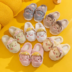 Men's Piggy Plush Slippers Warm Couple House Shoes Winter Autumn