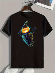 Jack O' Lantern Print Men's Graphic T shirt for Summer