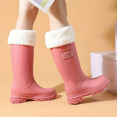 Women's Warm Waterproof Mid Calf Rain Boots