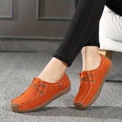 Women's Comfy Lace Up Soft Sole Micro Suede Flat Shoes