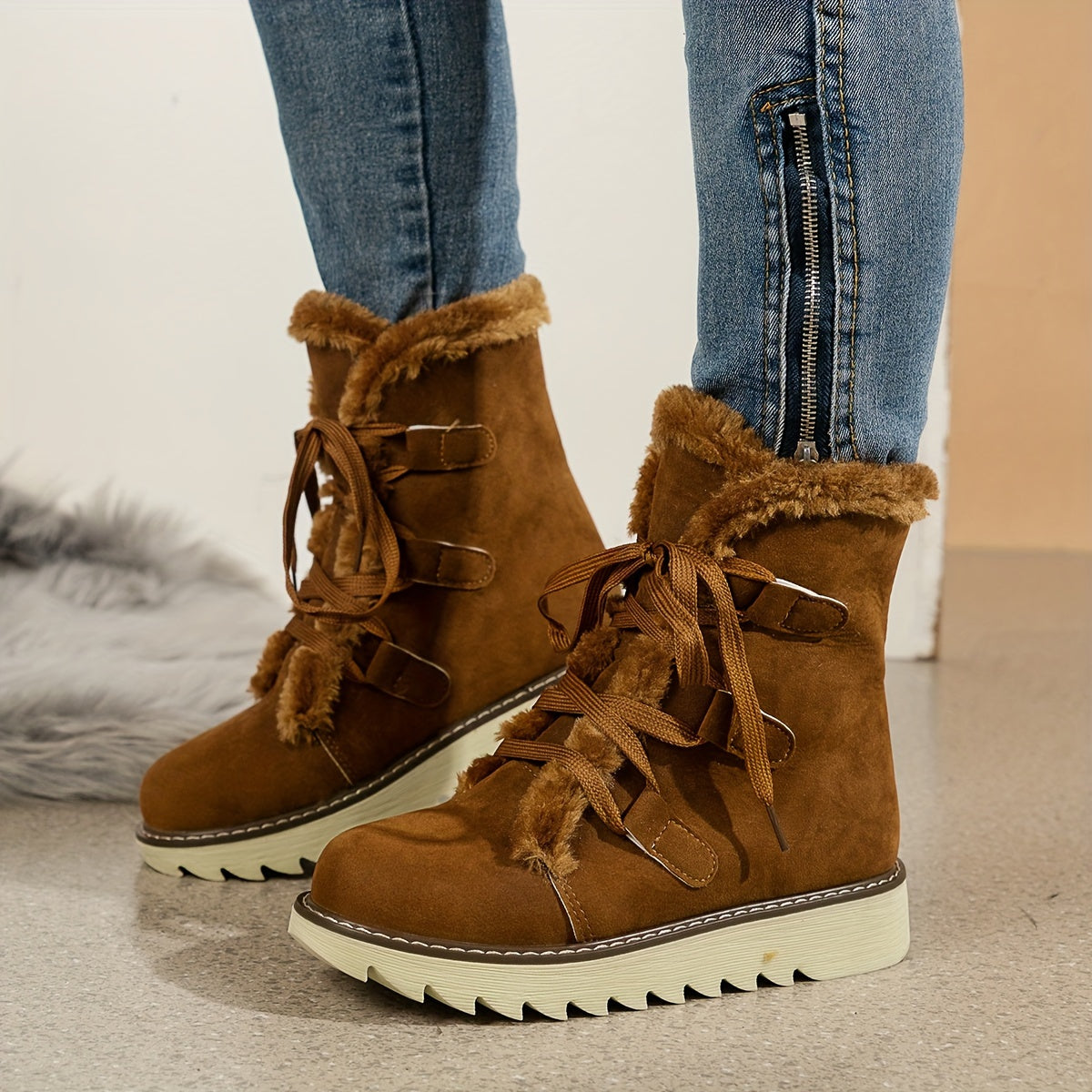 Plush Lined Thermal Snow Boots Non Slip Winter Warm Shoes