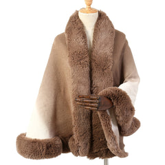 Rabbit Fur Shawl Scarf Collar Cashmere Cloak Winter Warm Wrap