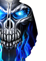 Skull Pattern 3D Print Hoodie Men's Casual Pullover Hooded Sweatshirt
