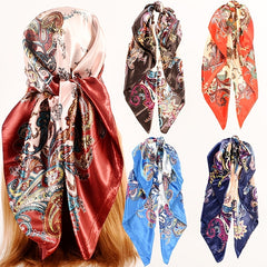Vintage Silk Scarf Thin Satin Large Shawl Head Wrap