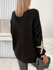 Star Print V Neck Sweater Long Sleeve Jumper