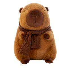 Capybara Plush Toy with Scarf Dark Brown