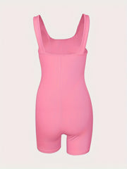 Rib Knit Yoga Jumpsuit Tummy Control Stretch Bodysuit