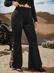 Floral Print High Rise Flared Leg Trousers