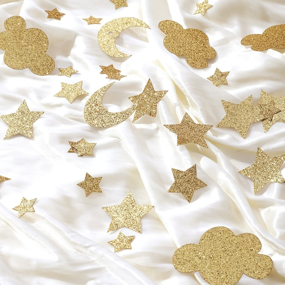 100pcs Golden Glitter Stars Moon Clouds Confetti Birthday Party Decor