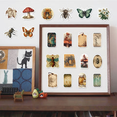 50 Vintage Forest Themed Stickers - Nature Inspired Decals with Butterflies
