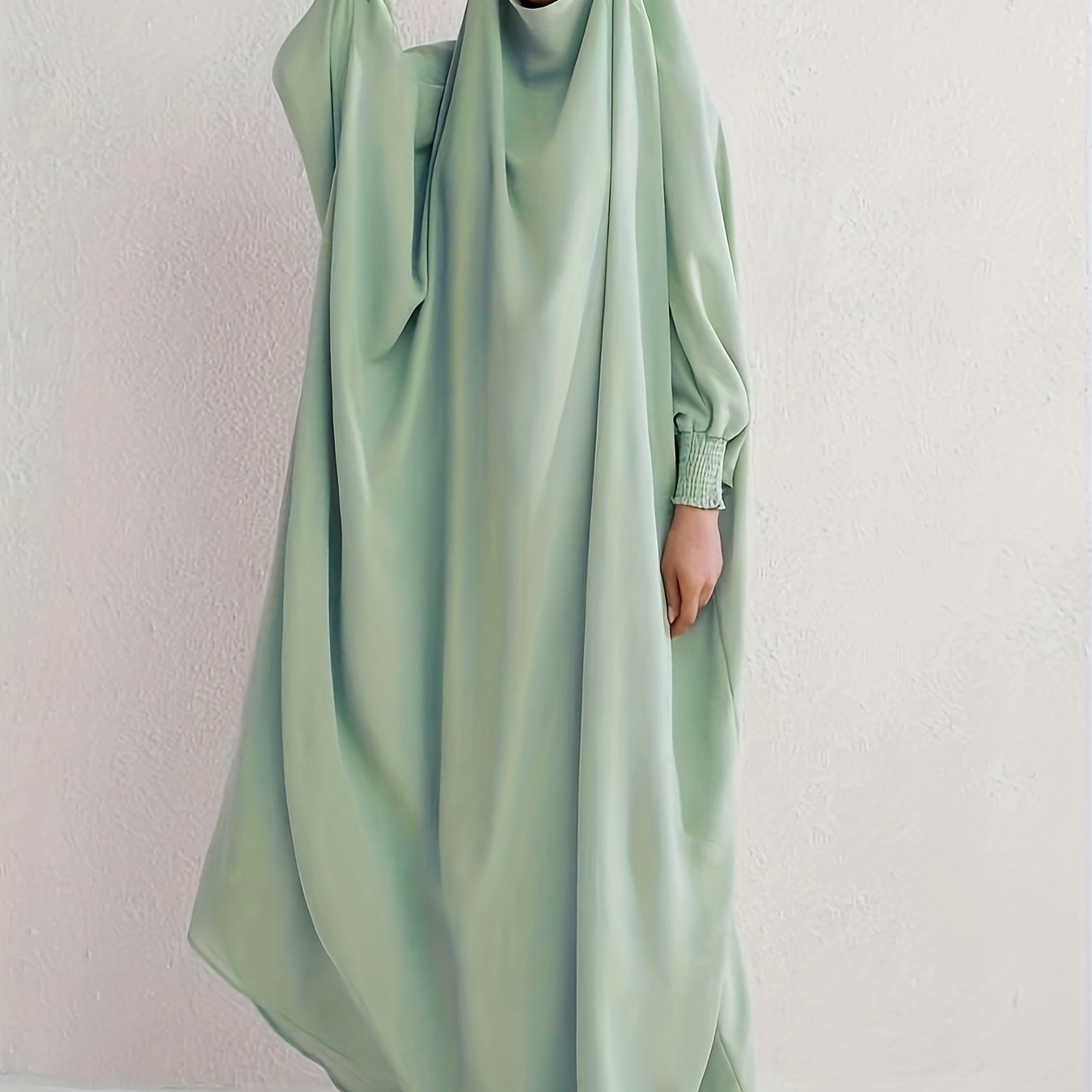 Abaya Dress Women's Plus Solid Long Sleeve Loose Full Length Dress