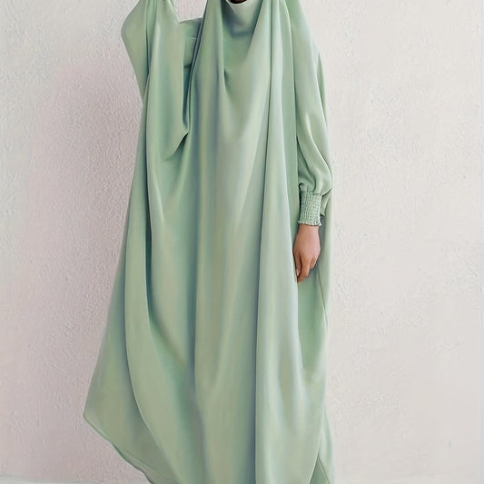 Abaya Dress Women's Plus Solid Long Sleeve Loose Full Length Dress