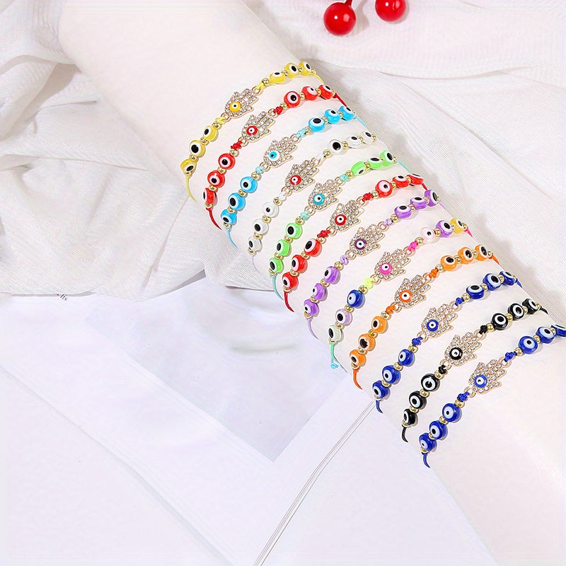 12pcs Girls Teen Evil Eye Adjustable Bracelet Jewelry for Gift Party