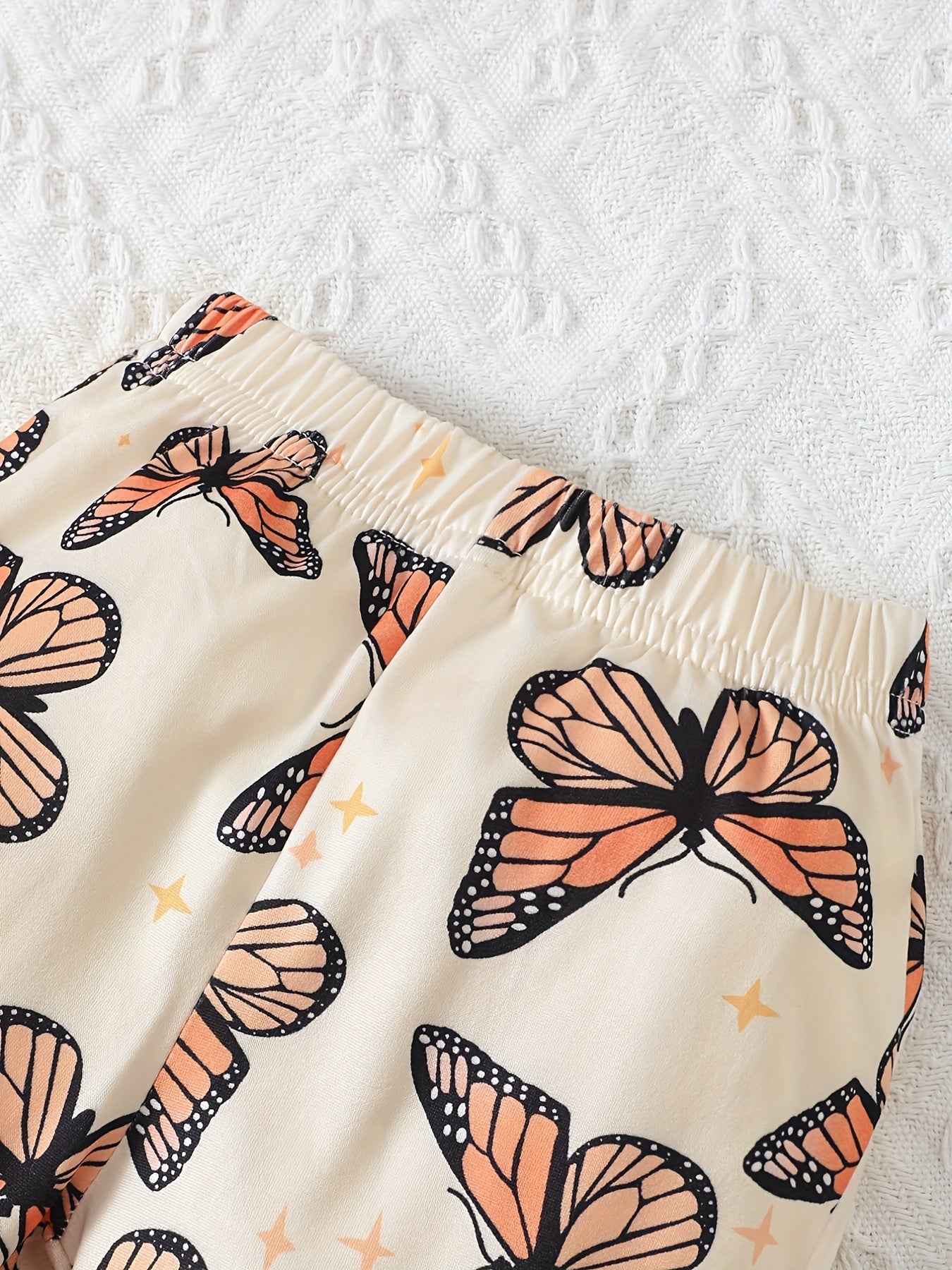 Baby Girls Bow Dress Top Set with Butterfly Print Pants