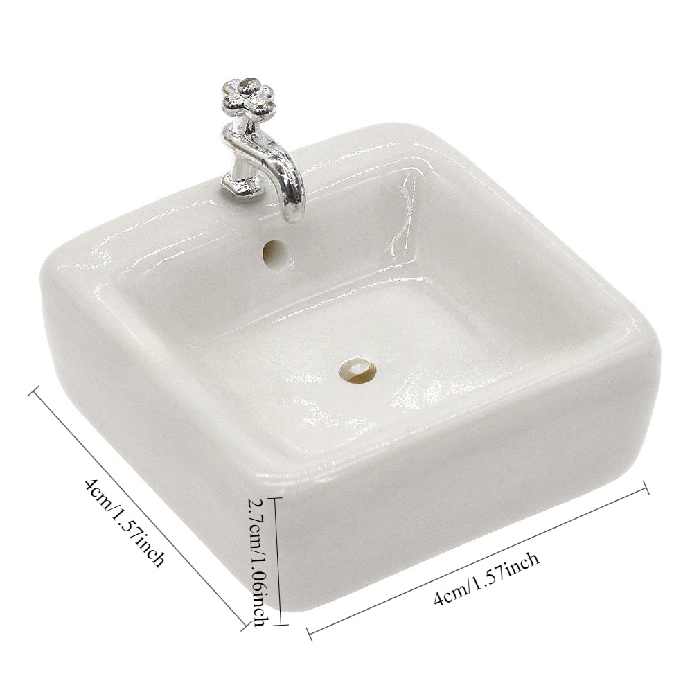 1:12 Scale Dollhouse Bathroom Sink with Golden Accents