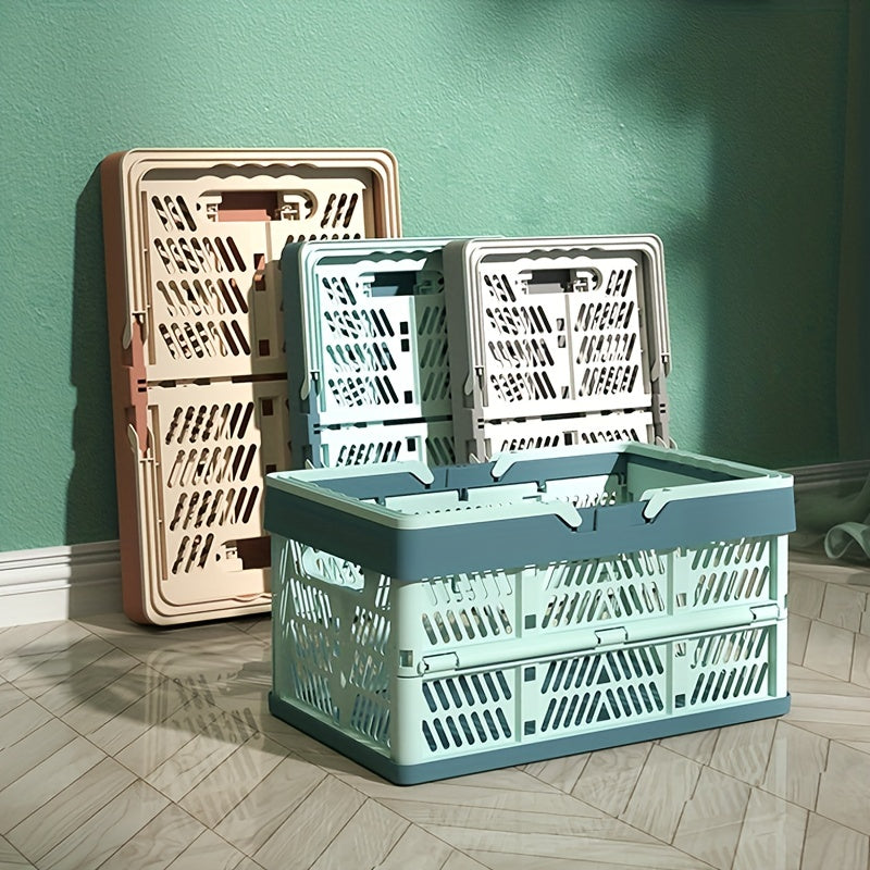 Large Foldable Plastic Storage Box - Ideal for Home Office and Outdoor Use