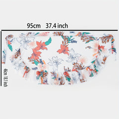 Boho Style Sheer Bikini Wrap Flower Print Cover Up Short Sarong Lace Up Skirt