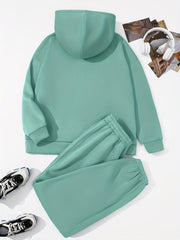 Women's Plus Letter Print Hoodie & Joggers Set