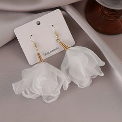 French Romantic Flower Earrings Niche Temperament Flower Hoop Drop Earrings