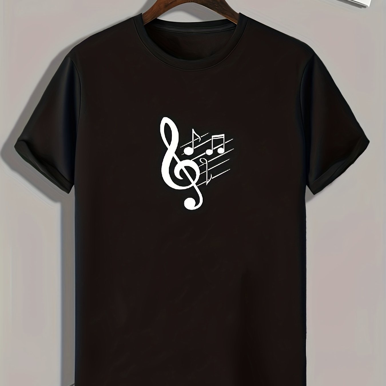 Musical Note Print Men's Tee Casual Comfy T Shirt for Summer