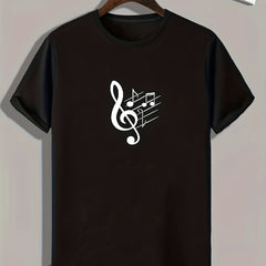 Musical Note Print Men's Tee Casual Comfy T Shirt for Summer