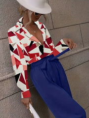 Geo Print Button Shirt & Wide Leg Pants Set