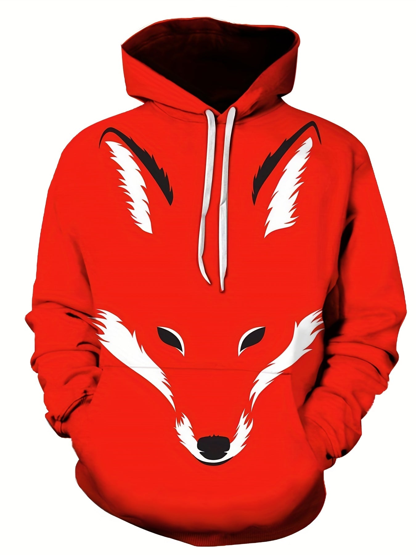 Men's Fox Graphic Hoodie Active Slightly Stretch 3D Print Hooded Sweatshirt