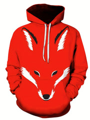 Men's Fox Graphic Hoodie Active Slightly Stretch 3D Print Hooded Sweatshirt