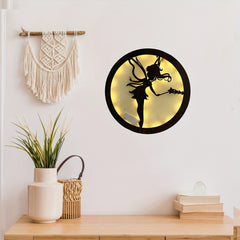 LED Lamp Carving Fairy Tale Story Shape Retro Wooden Hanging Plate