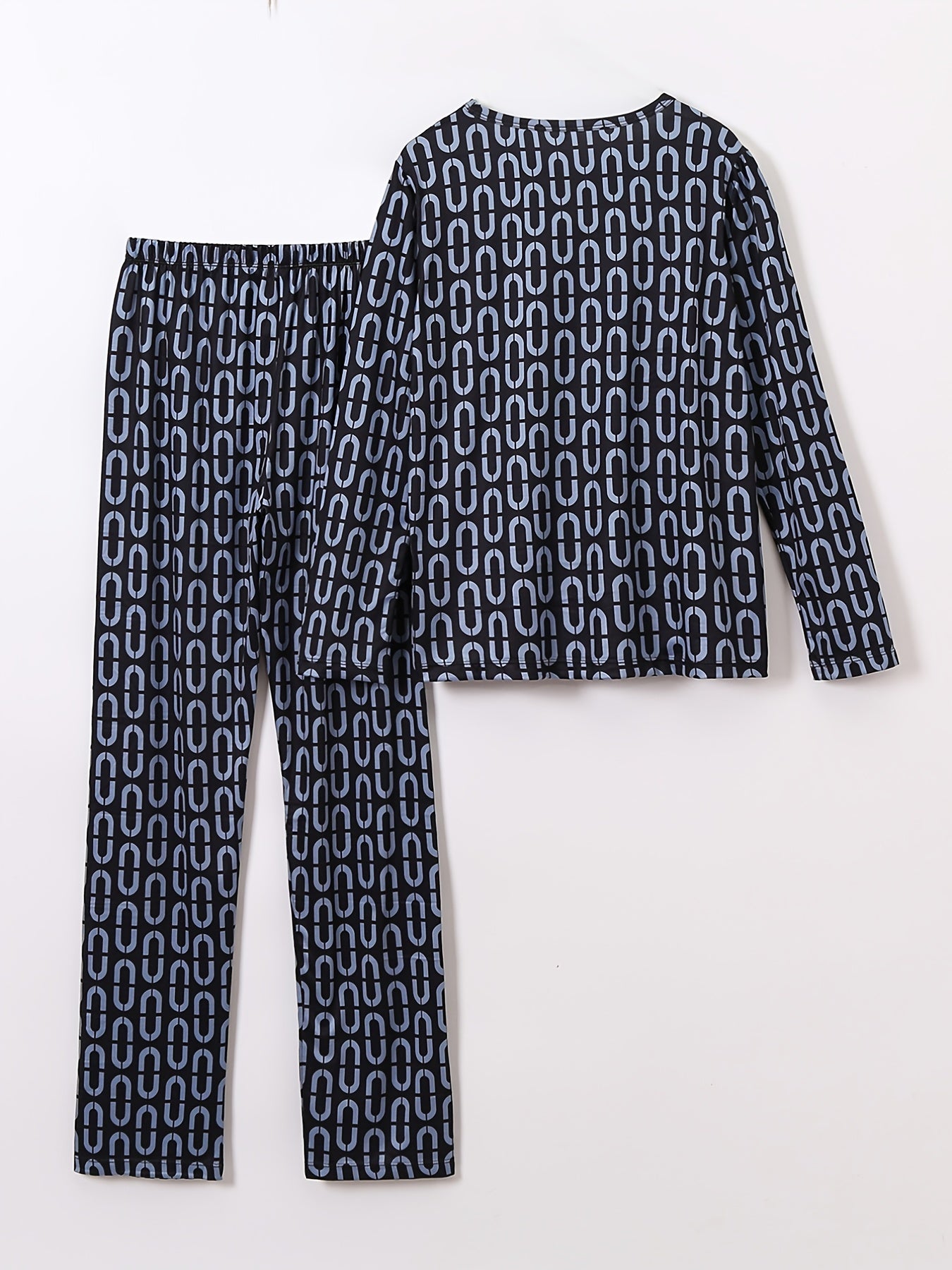 Boys Pajamas Set Geometry Print Top & Pants Kids Clothes
