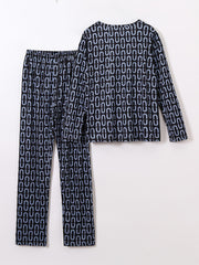 Boys Pajamas Set Geometry Print Top & Pants Kids Clothes