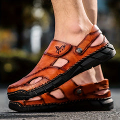 Men's Leather Hiking Sandals Beach Water Shoes